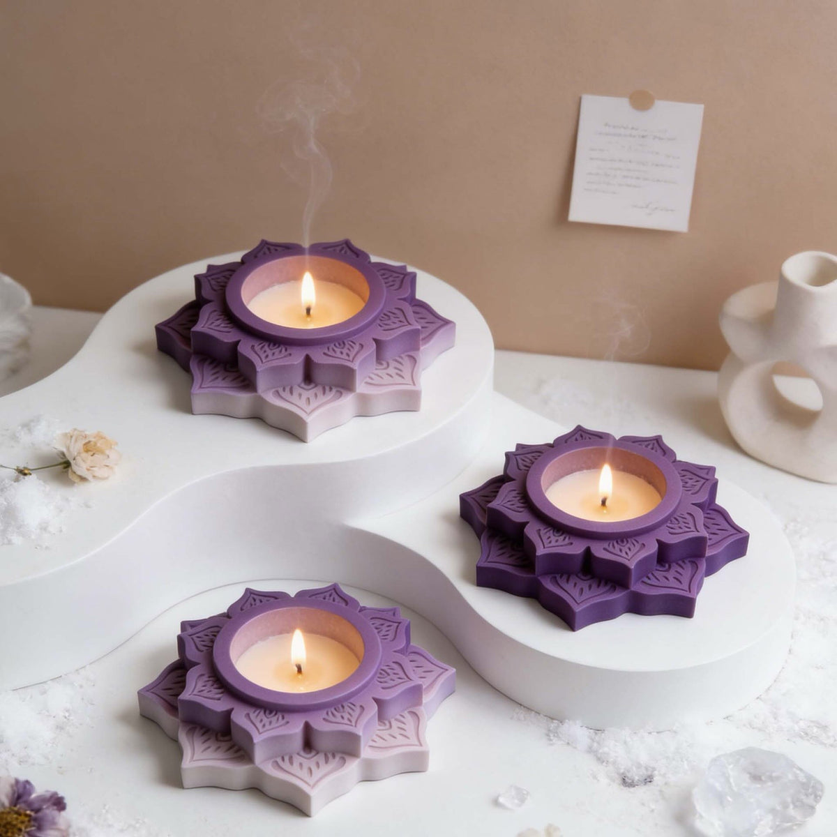 Lotus Mandala T-Light Mould for Beyond MIX, Resin, Concrete