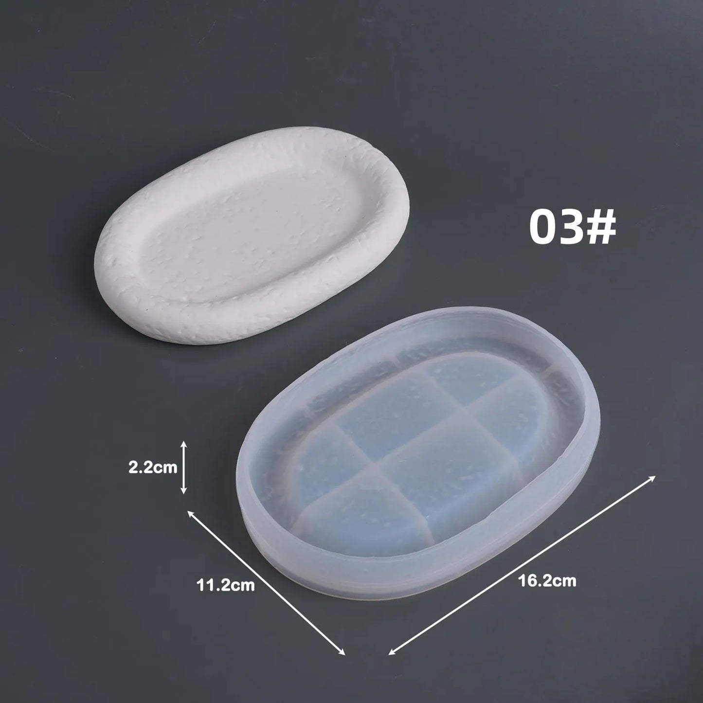 Oval Textured Tray Mould (Set of 2) for Beyond MIX/Resin/Concrete