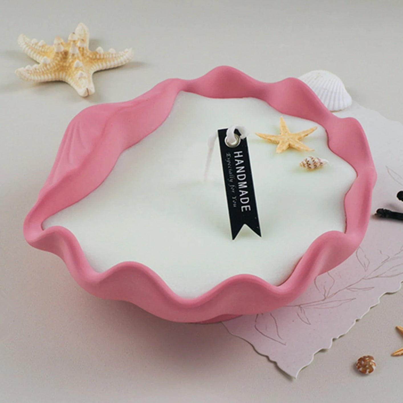 Oyster Shell Candle Jar Mould for Beyond MIX, Resin, Concrete