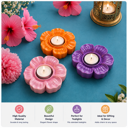 Open Flower Tea Light Holder Silicone Mould for Beyond MIX & Jesmonite