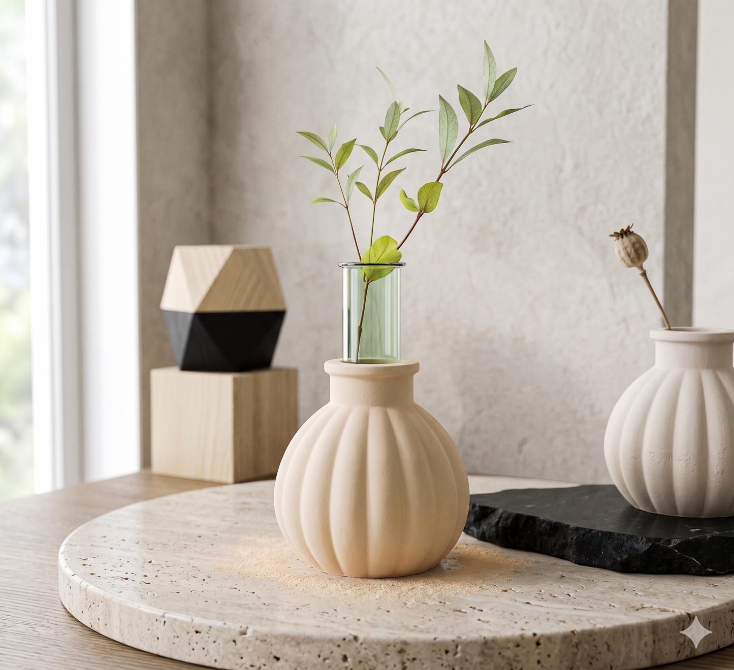 Striped Round Vase Mould for Beyond MIX, Resin, Concrete