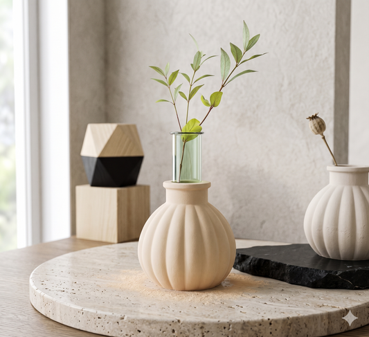 Striped Round Vase Mould for Beyond MIX, Resin, Concrete