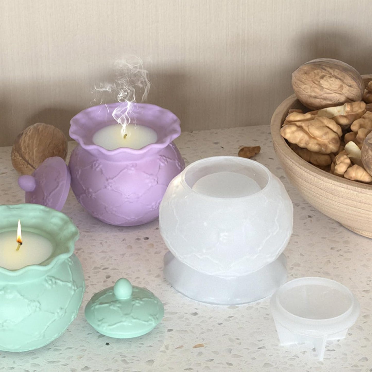 Ruffled Candle Jar Mould for Beyond MIX, Resin, Concrete