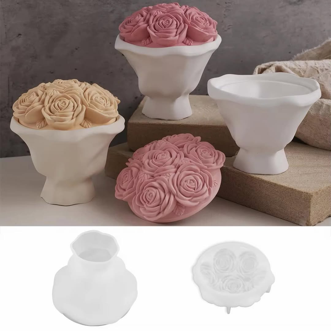 Rose Bunch Jar Mould for Beyond MIX, Resin, Concrete