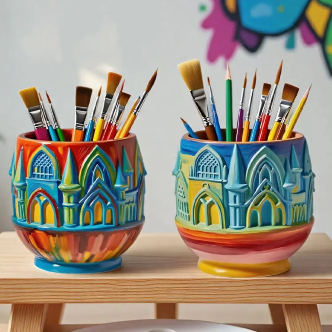 Round Castle Candle Jar Mould for Beyond MIX, Resin, Concrete (D8)