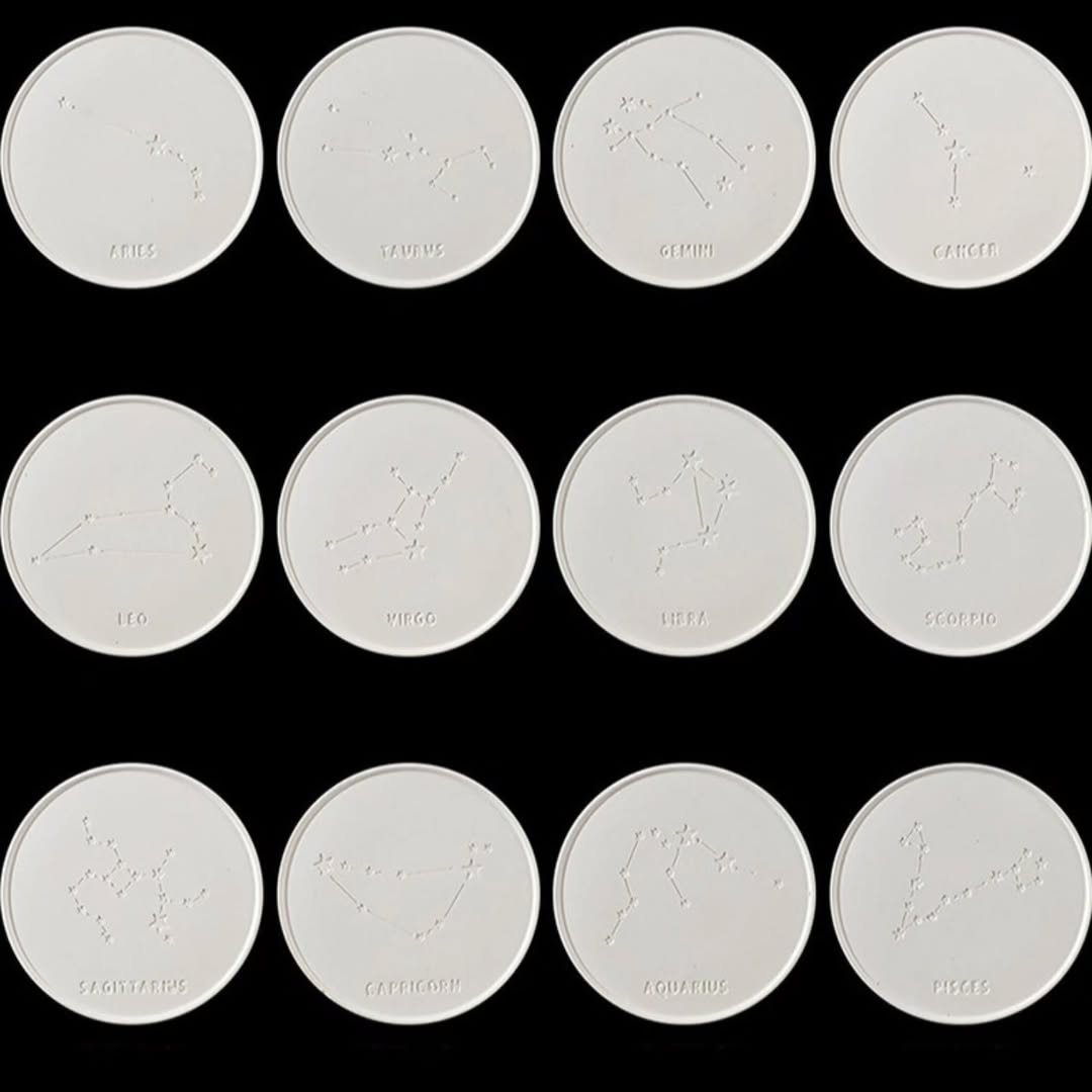 Zodiac Coaster Mould Set of 12 for Beyond MIX, Resin, Concrete