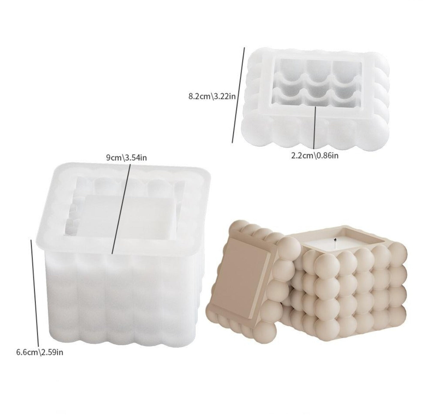 Bubble Cube Candle Jar Mould for Beyond MIX, Resin, Concrete