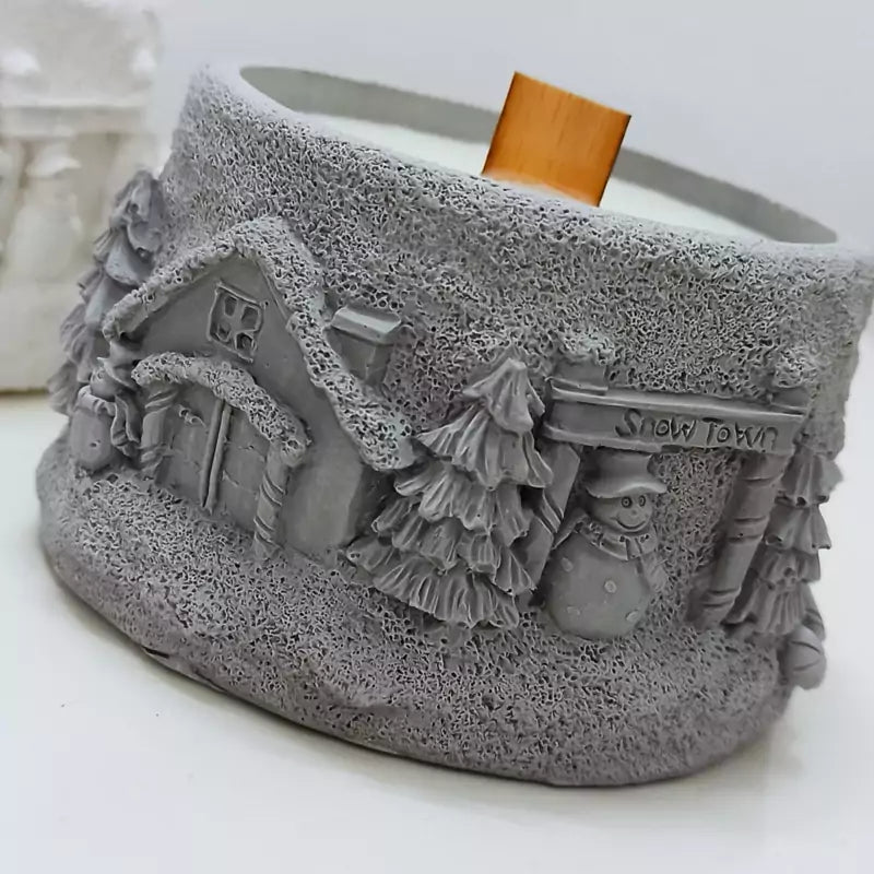 Snow Town Candle Jar Mould for Beyond MIX, Resin, Concrete