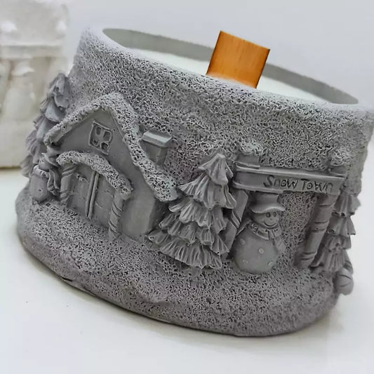 Snow Town Candle Jar Mould for Beyond MIX, Resin, Concrete