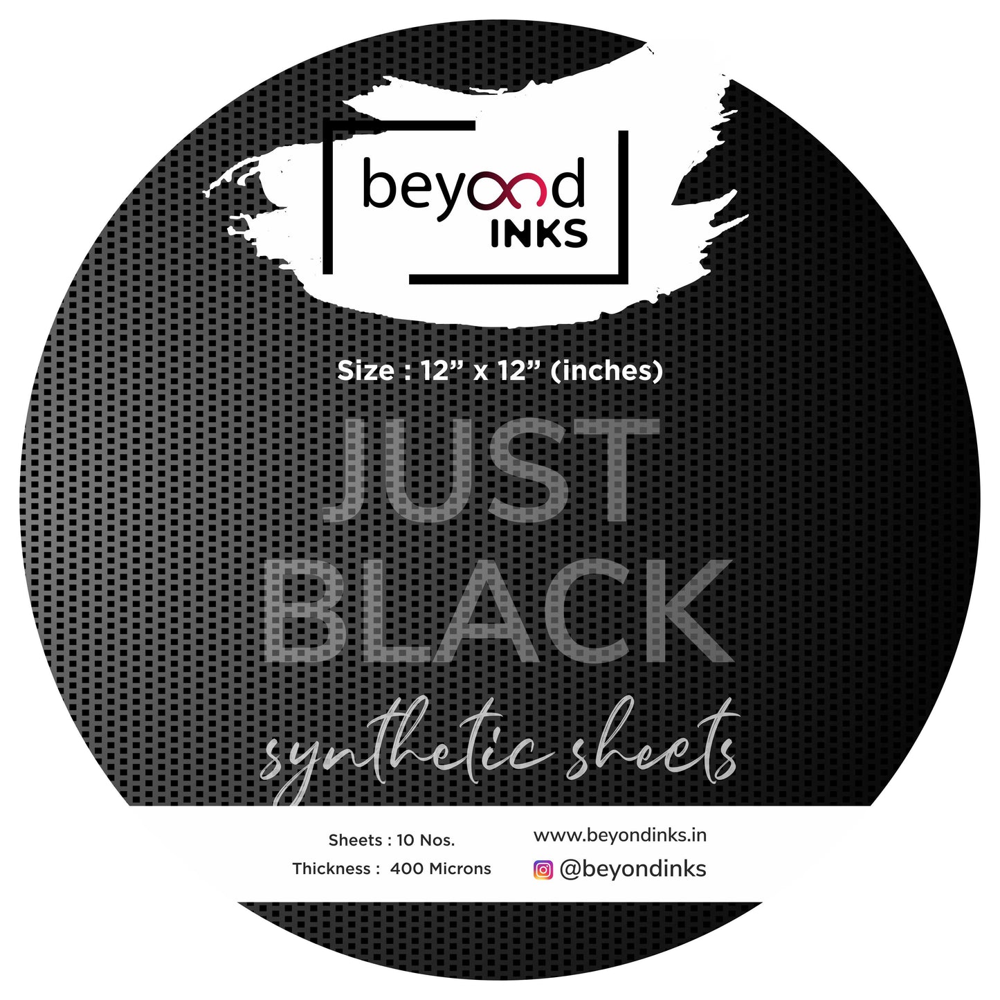 Just Black Synthetic Paper - Round - 10 Sheets (400 microns)