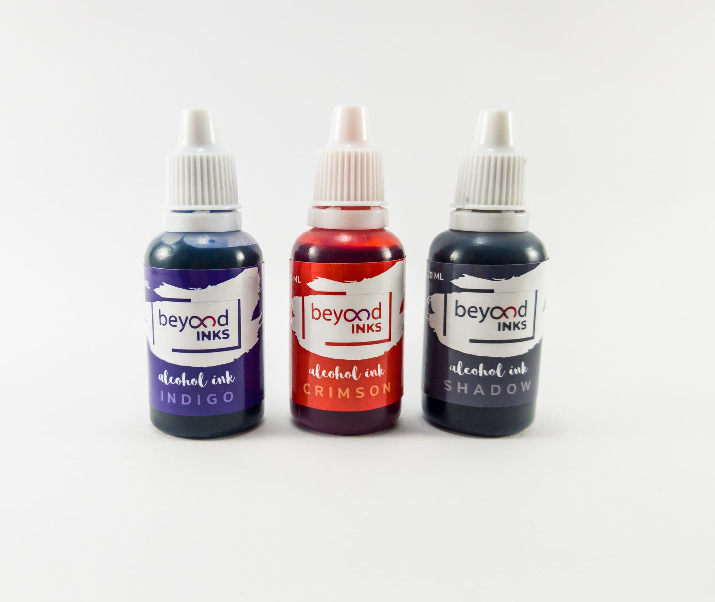 Alcohol Inks, Made in India by BeyondInks Crimson Shadow Indigo Pack3