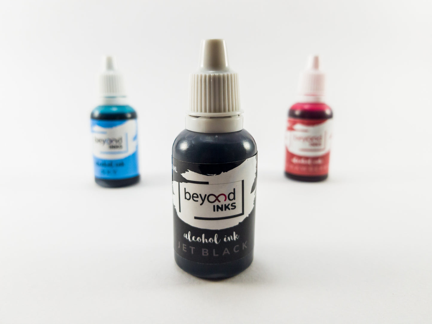 Alcohol Inks, Made in India by BeyondInks Sky Strawberry Jetblack Pack4