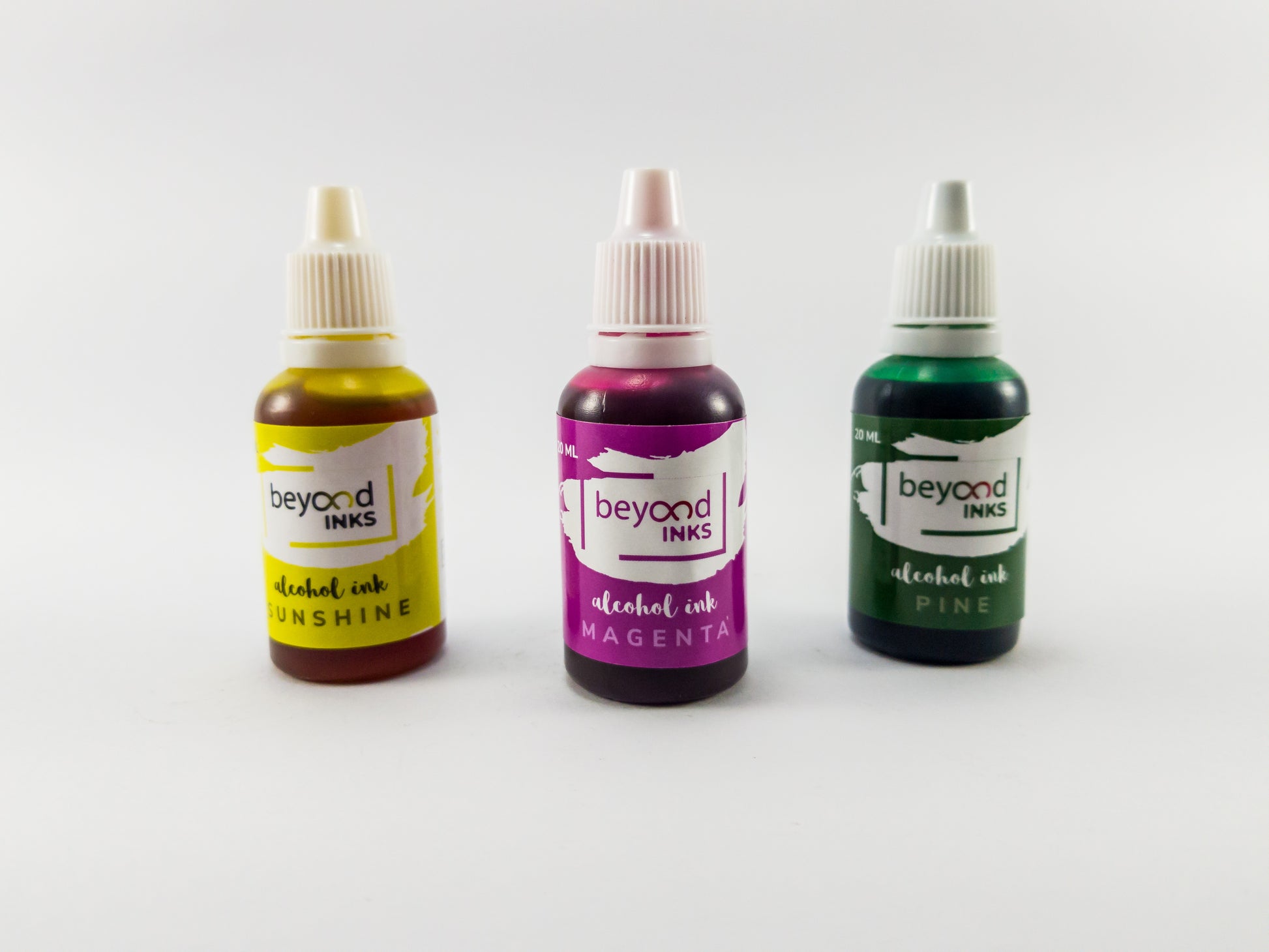 Alcohol Inks, Made in India by BeyondInks Sunshine Magenta Pine Pack5