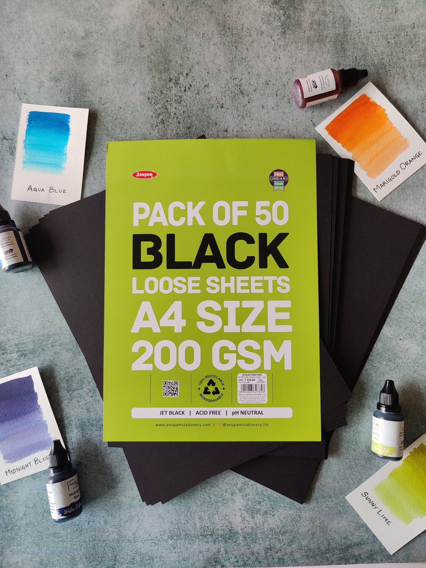 ANUPAM BLACK LOOSE SHEETS 200 GSM - A4 - 50sheets
