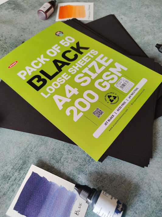 ANUPAM BLACK LOOSE SHEETS 200 GSM - A4 - 50sheets