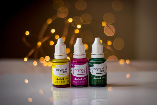 Alcohol Inks, Made in India by BeyondInks Sunshine Magenta Pine Pack5