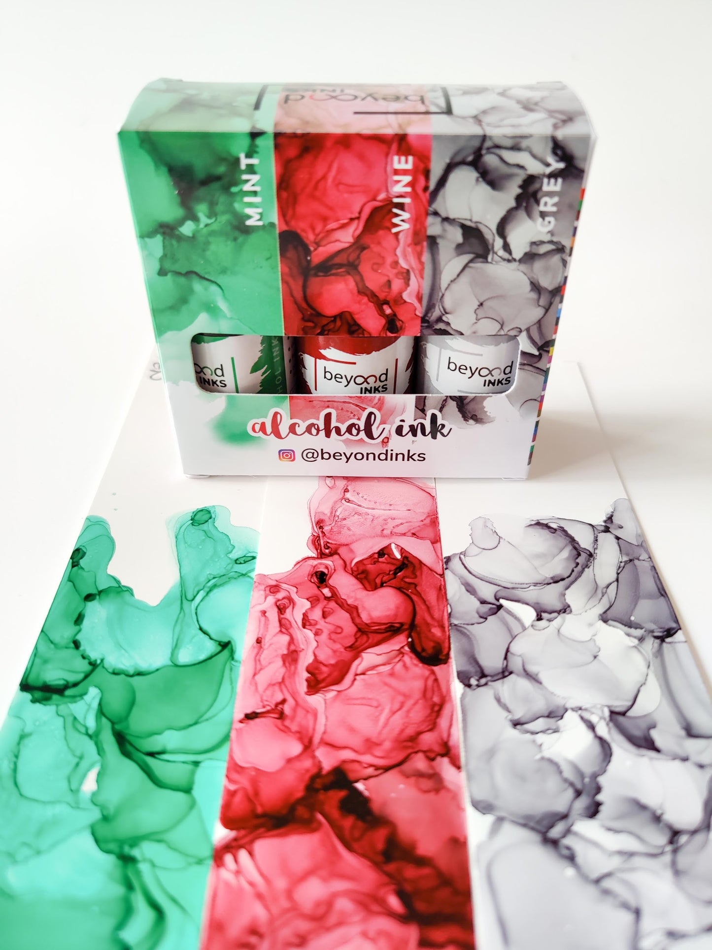 Alcohol Ink Pack #9 (Keto Version) -  Mint, Wine & Grey